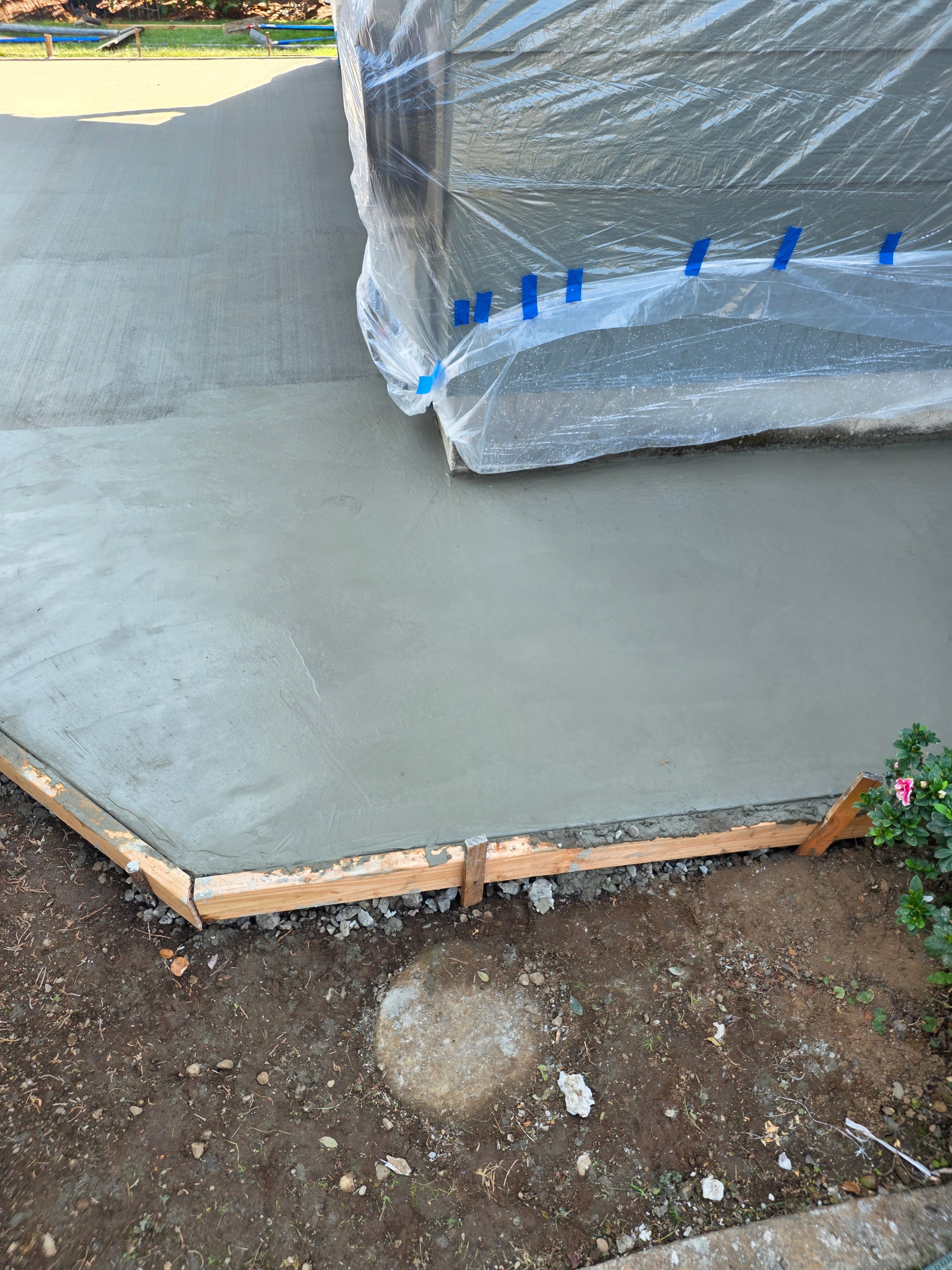 New concrete driveway surface with control joints