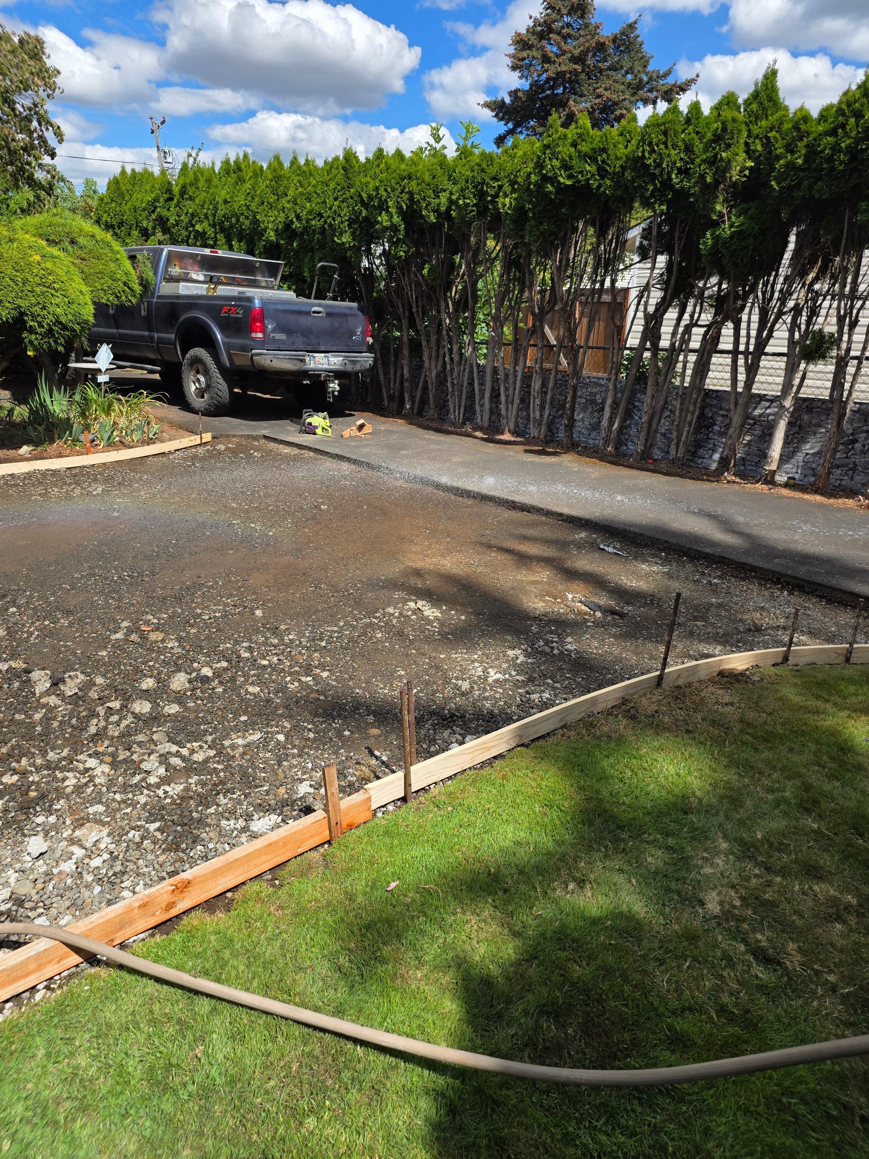 Concrete being placed and finished on pour day